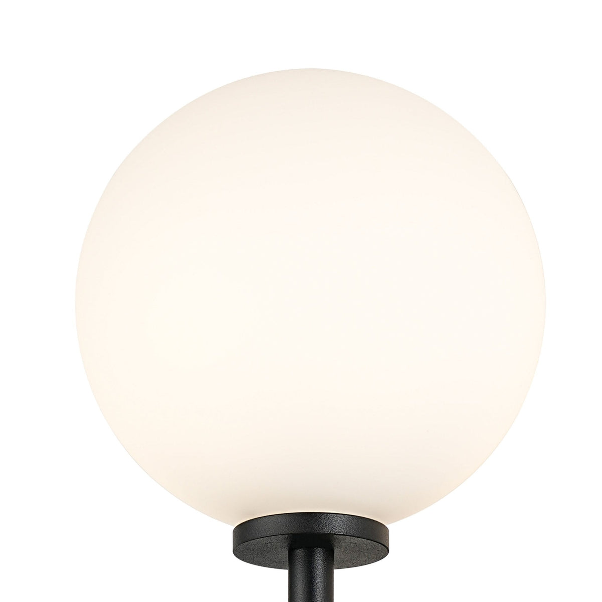 Tenterden Medium Arm IP44 Wall Light in Satin Black with Smooth Round Opal Glass Diffuser