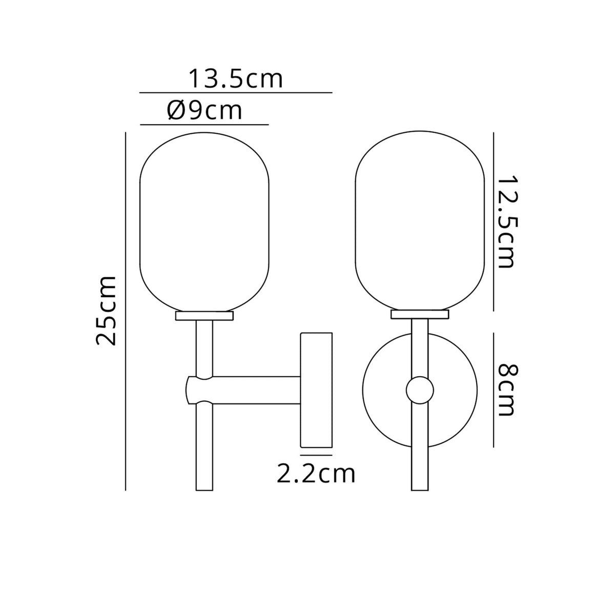 Tenterden Medium Arm IP44 Wall Light in Brass Gold with Smooth Tubular Amber Glass Diffuser