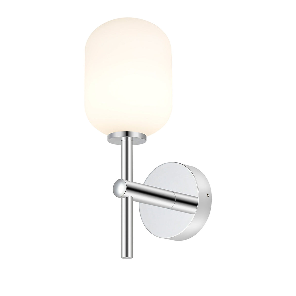 Tenterden Medium Arm IP44 Wall Light in Chrome with Smooth Tubular Opal Glass Diffuser