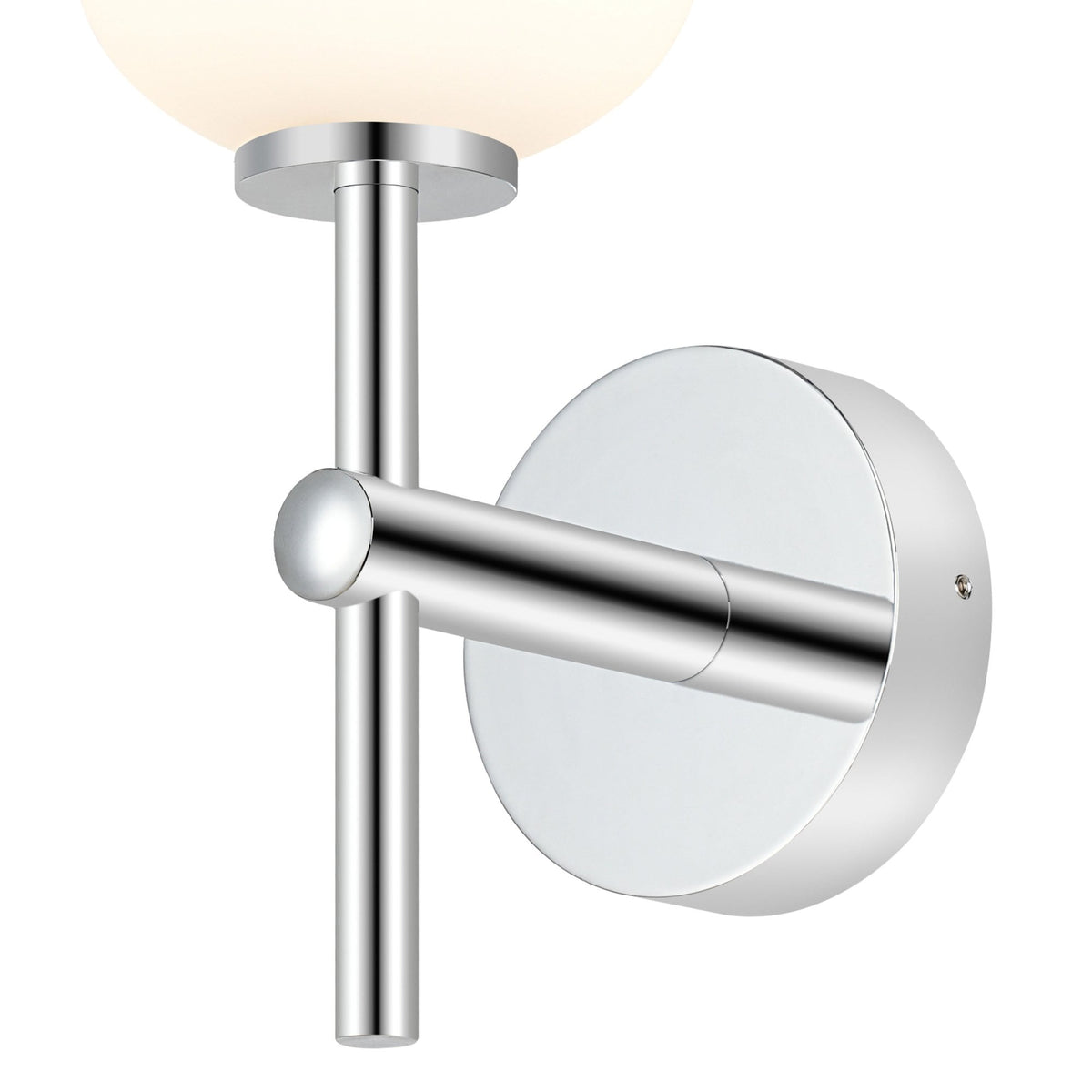 Tenterden Medium Arm IP44 Wall Light in Chrome with Smooth Tubular Opal Glass Diffuser