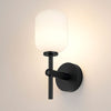 Tenterden Medium Arm IP44 Wall Light in Satin Black with Smooth Tubular Opal Glass Diffuser