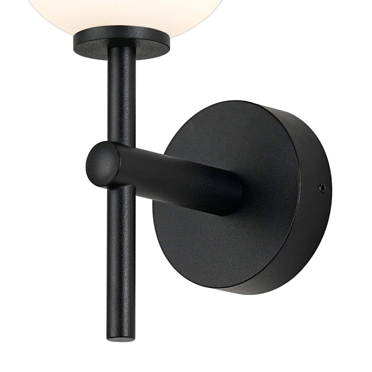 Tenterden Medium Arm IP44 Wall Light in Satin Black with Smooth Tubular Opal Glass Diffuser