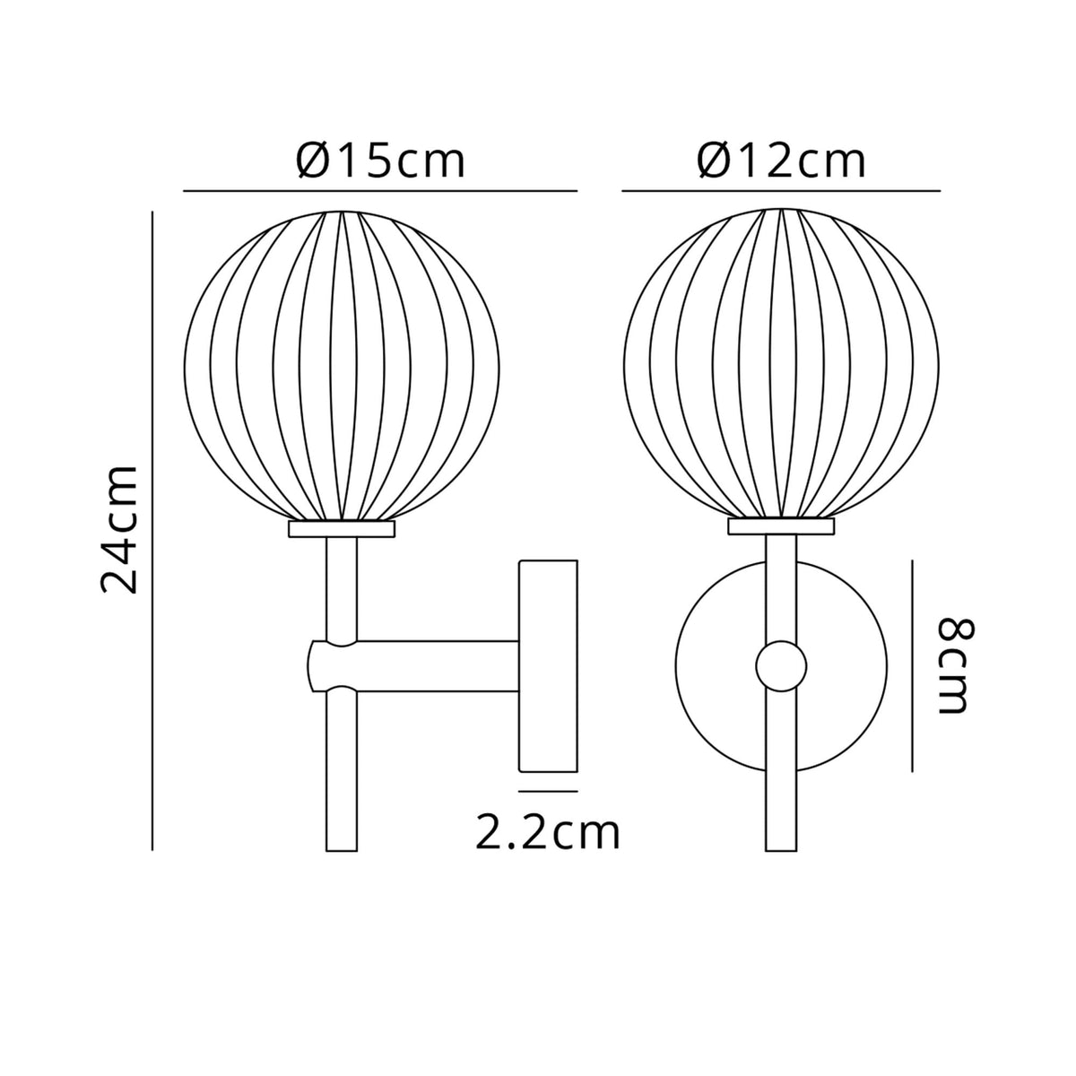 Tenterden Medium Arm IP44 Wall Light in Satin Black with Segment Round Opal Glass Diffuser