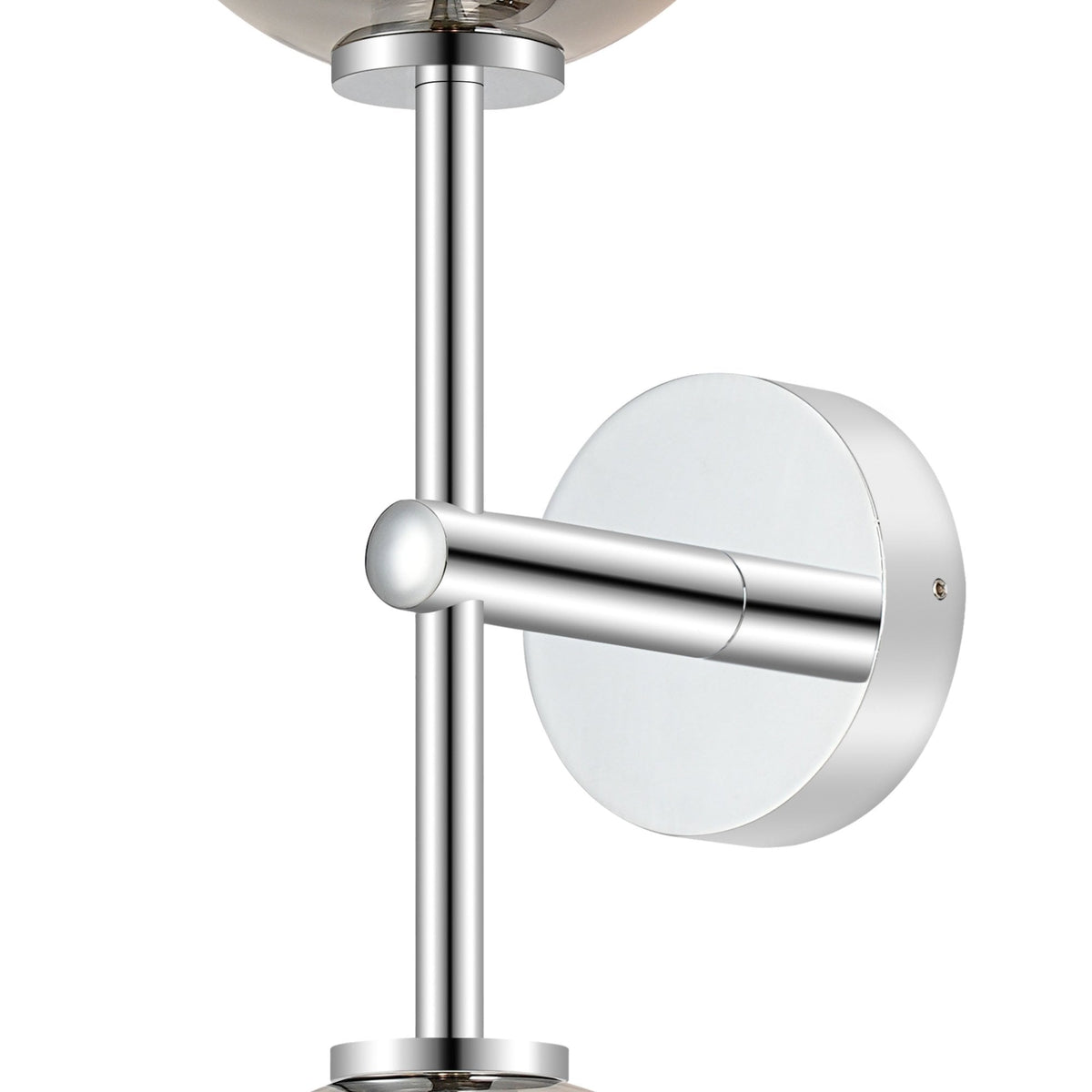 Tenterden Medium Twin Arm IP44 Wall Light in Chrome with Smooth Round Smoke Glass Diffusers