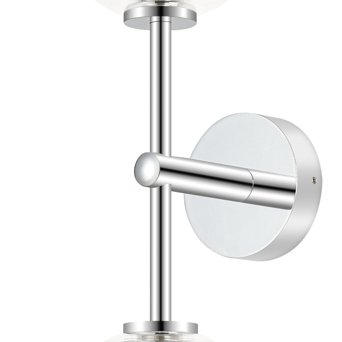 Tenterden Medium Twin Arm IP44 Wall Light in Chrome with Ribbed Round Clear Glass Diffusers