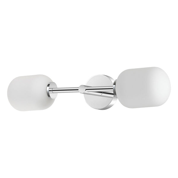 Tenterden Medium Twin Arm IP44 Wall Light in Chrome with Smooth Tubular Opal Glass Diffusers
