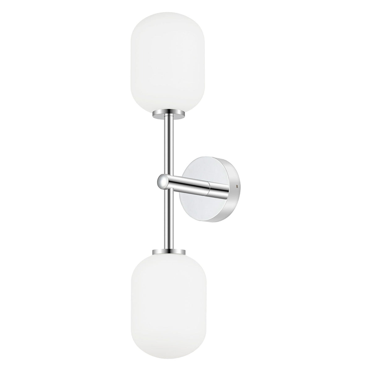 Tenterden Medium Twin Arm IP44 Wall Light in Chrome with Smooth Tubular Opal Glass Diffusers