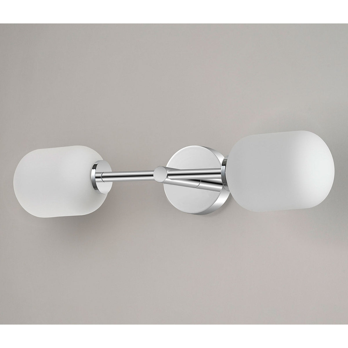 Tenterden Medium Twin Arm IP44 Wall Light in Chrome with Smooth Tubular Opal Glass Diffusers