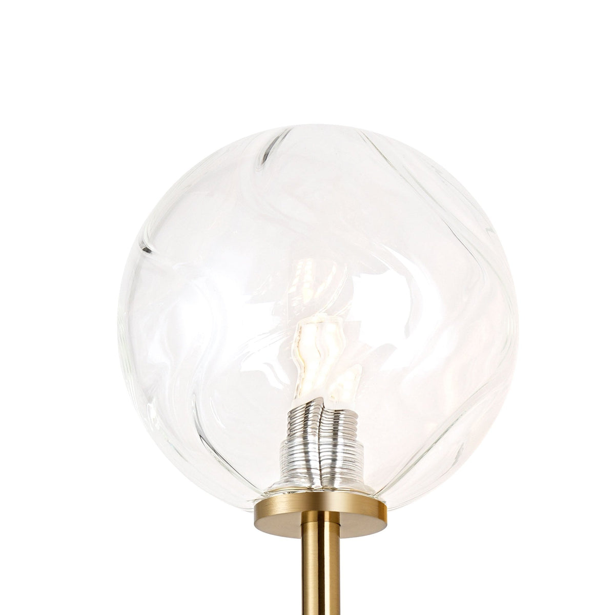 Tenterden Medium Twin Arm IP44 Wall Light in Brass Gold with Waved Round Clear Glass Diffusers