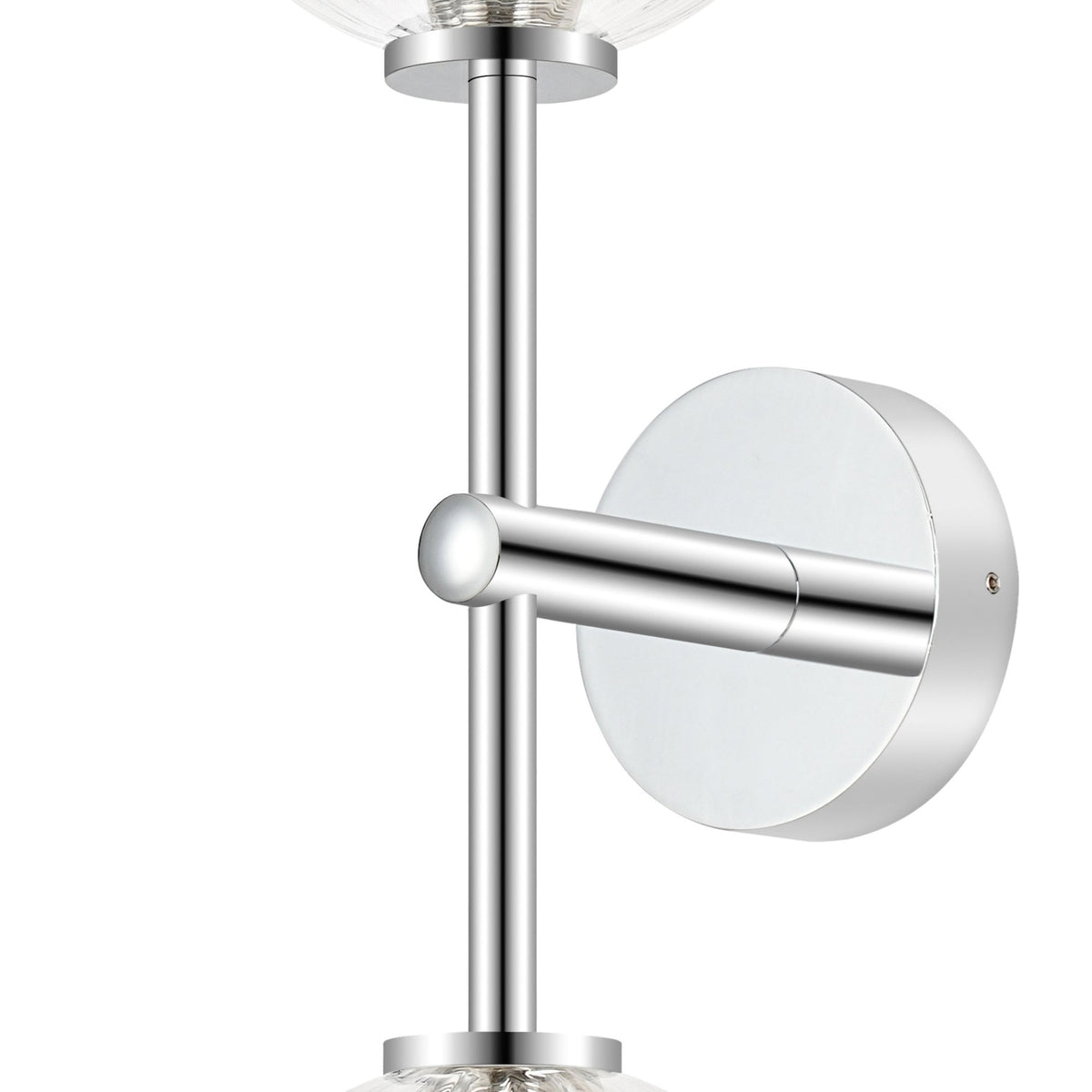 Tenterden Medium Twin Arm IP44 Wall Light in Chrome with Swirl Round Clear Glass Diffusers
