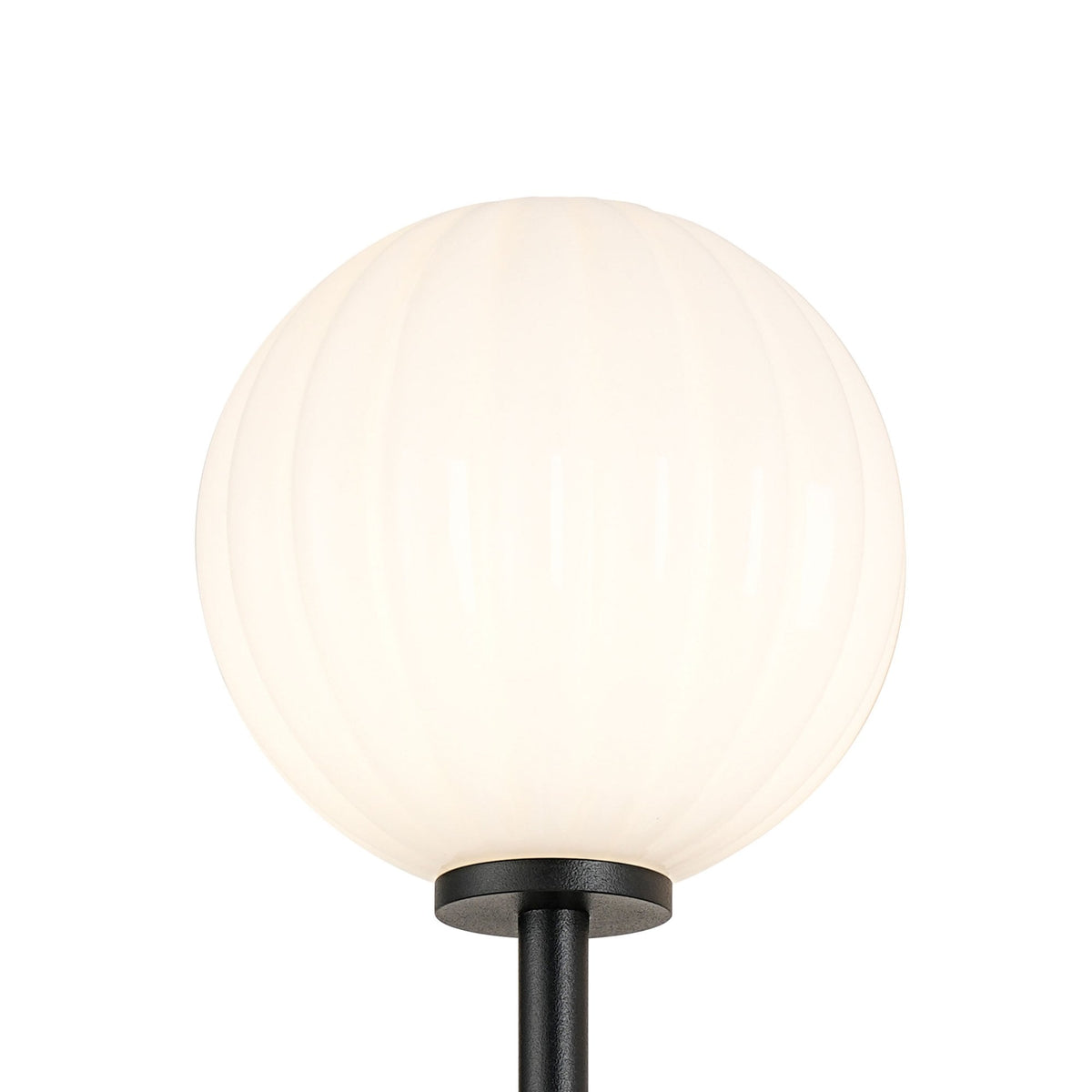 Tenterden Medium Twin Arm IP44 Wall Light in Satin Black with Segment Round Opal Glass Diffusers