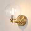 Tenterden Short Arm IP44 Wall Light in Brass Gold with Smooth Round Clear Glass Diffuser