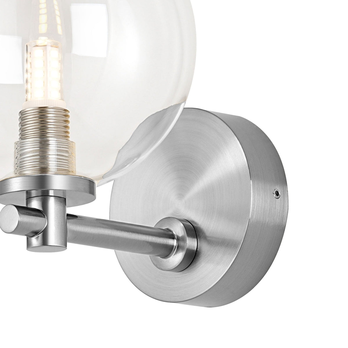 Tenterden Short Arm IP44 Wall Light in Chrome with Smooth Round Clear Glass Diffuser
