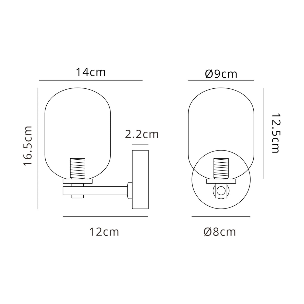 Tenterden Short Arm IP44 Wall Light in Brass Gold with Smooth Tubular Amber Glass Diffuser