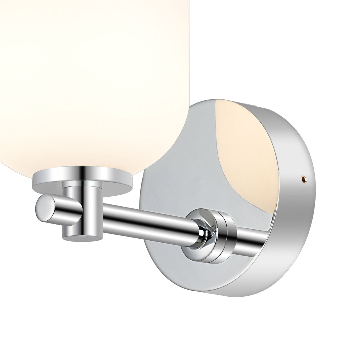 Tenterden Short Arm IP44 Wall Light in Chrome with Smooth Tubular Opal Glass Diffuser