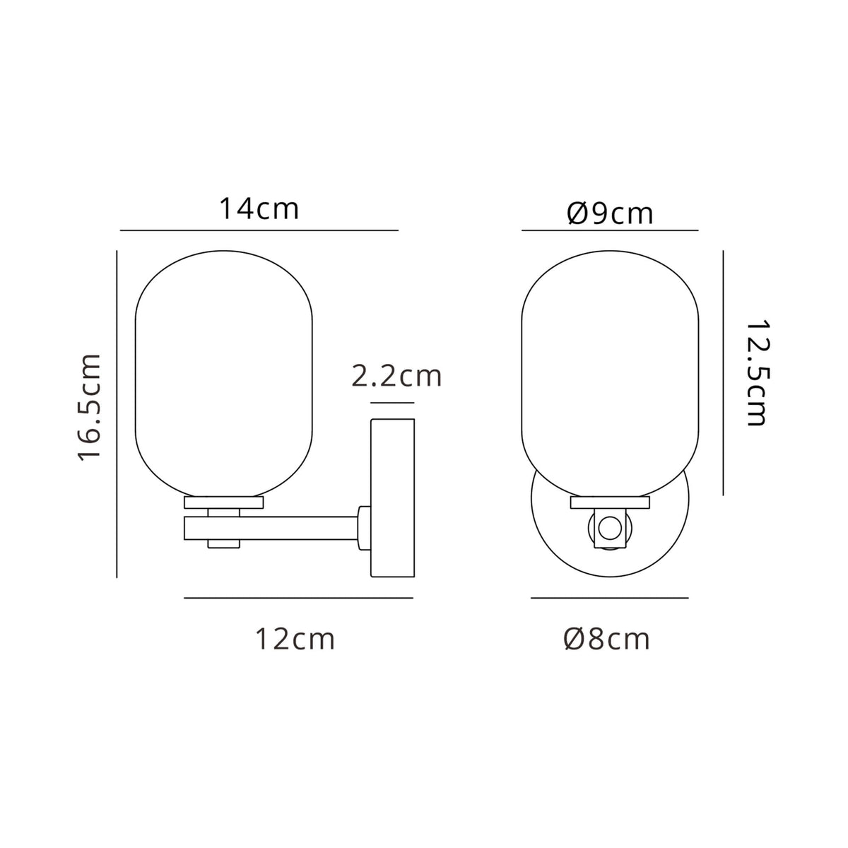Tenterden Short Arm IP44 Wall Light in Chrome with Smooth Tubular Opal Glass Diffuser