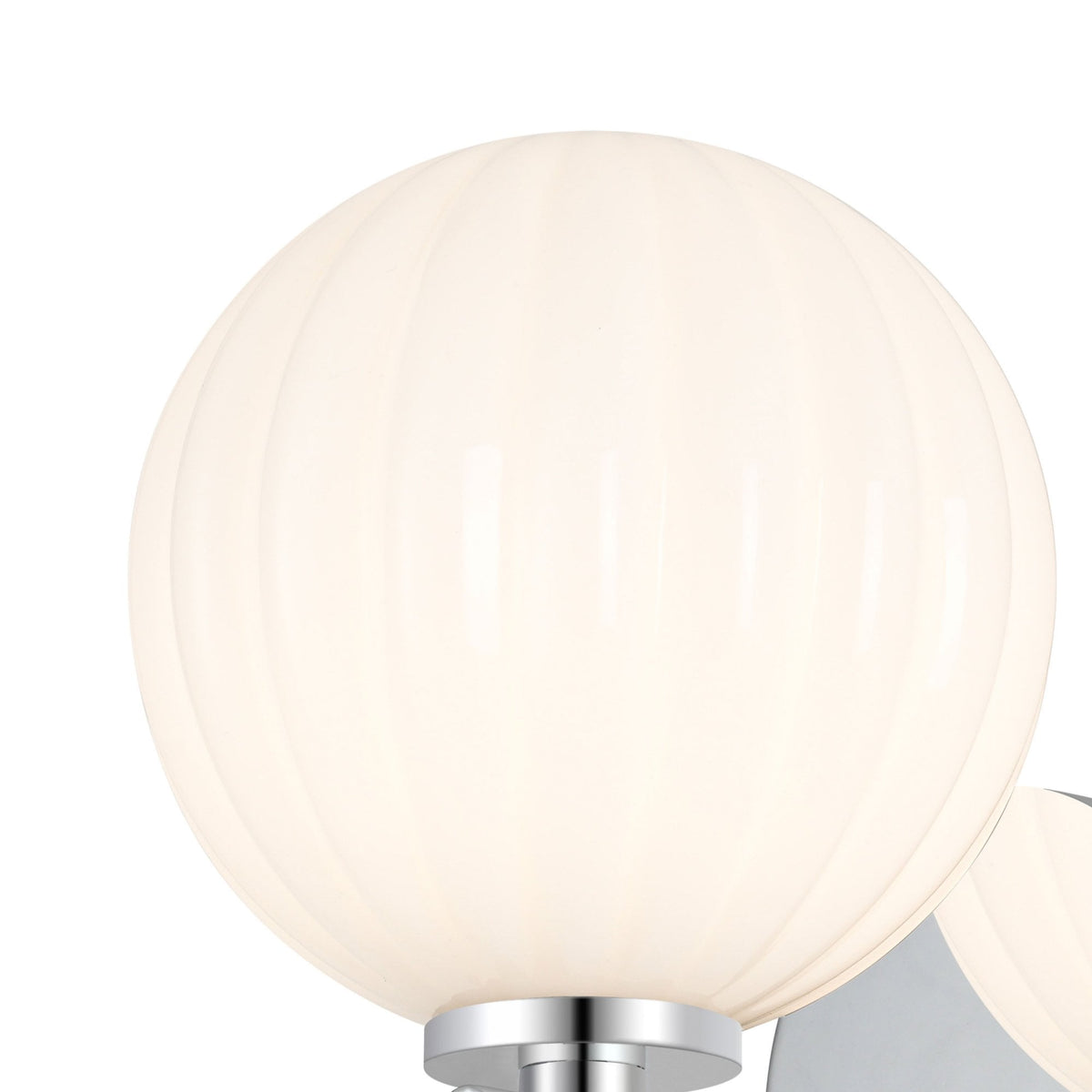 Tenterden Short Arm IP44 Wall Light in Chrome with Segment Round Opal Glass Diffuser
