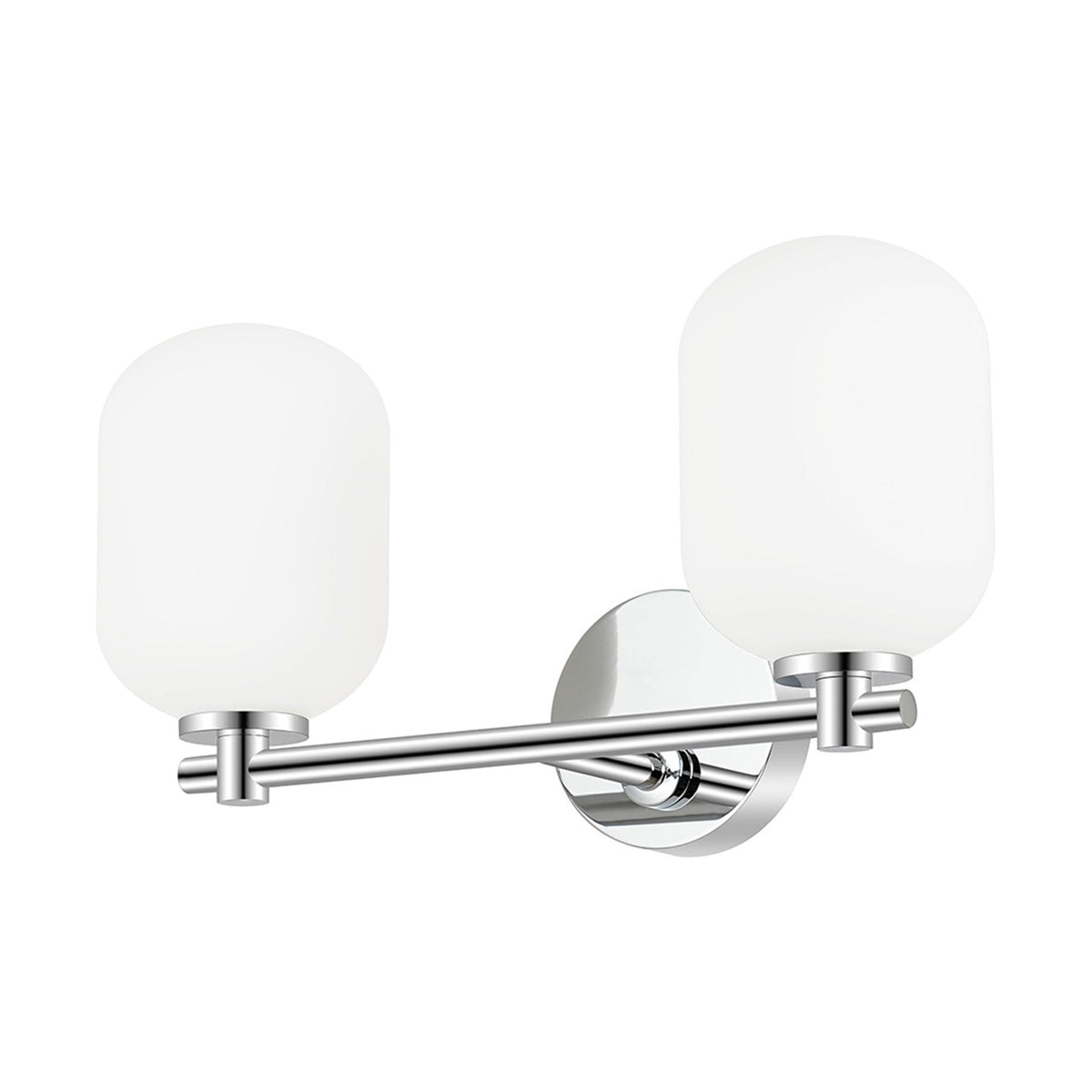 Tenterden Short Twin Arm IP44 Wall Light in Chrome with Smooth Tubular Opal Glass Diffusers