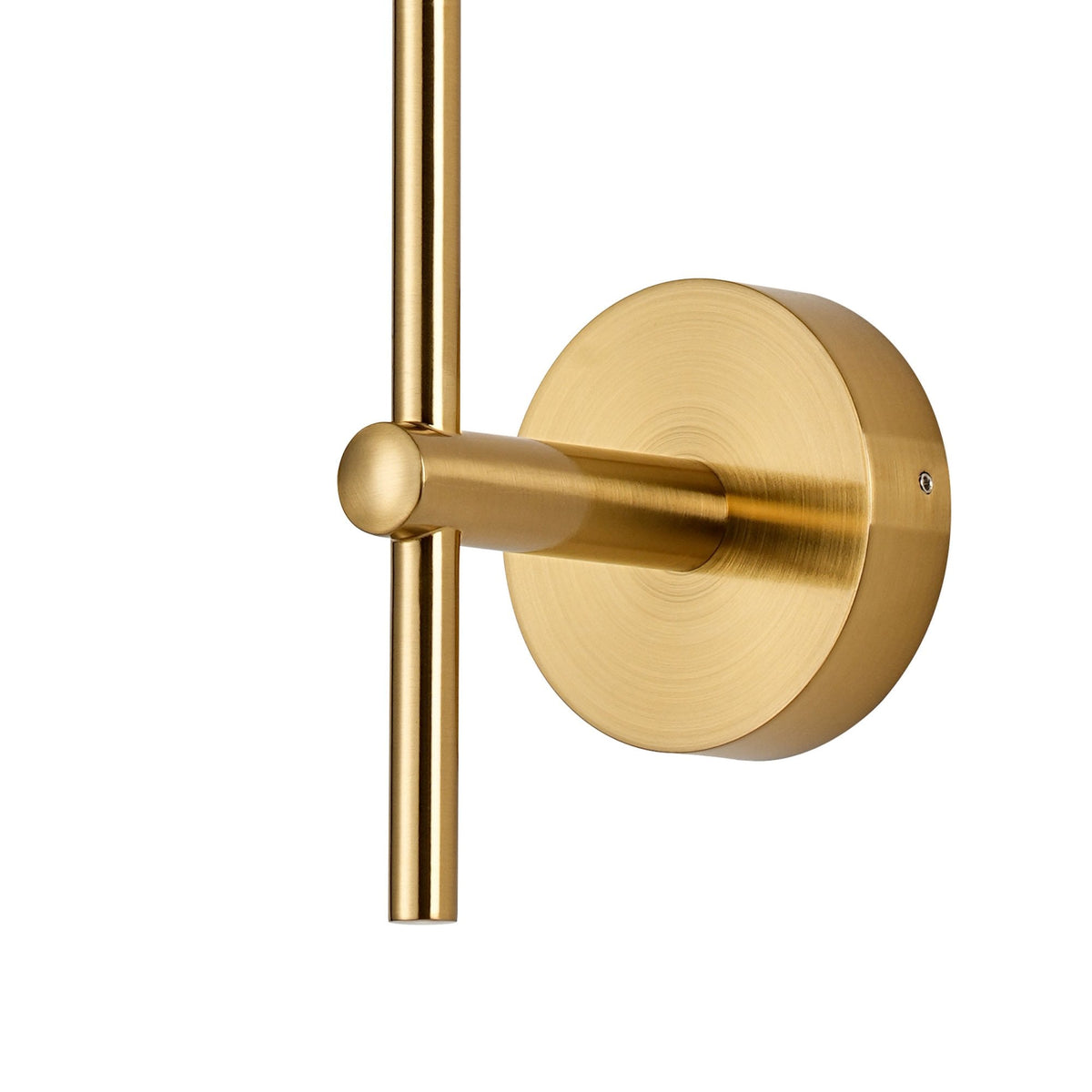 Tenterden Tall Arm IP44 Wall Light in Brass Gold with Smooth Round Amber Glass Diffuser