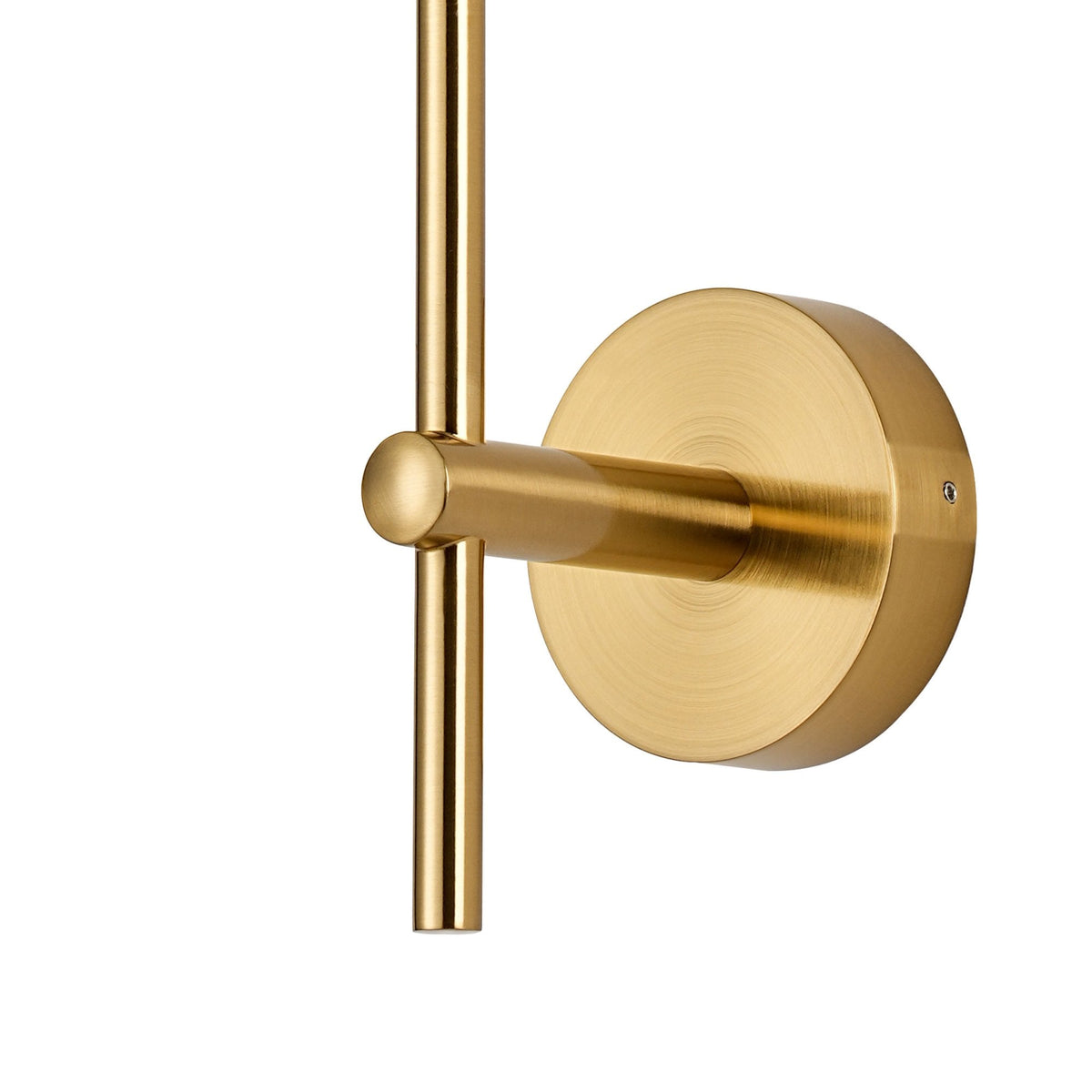 Tenterden Tall Arm IP44 Wall Light in Brass Gold with Smooth Round Clear Glass Diffuser