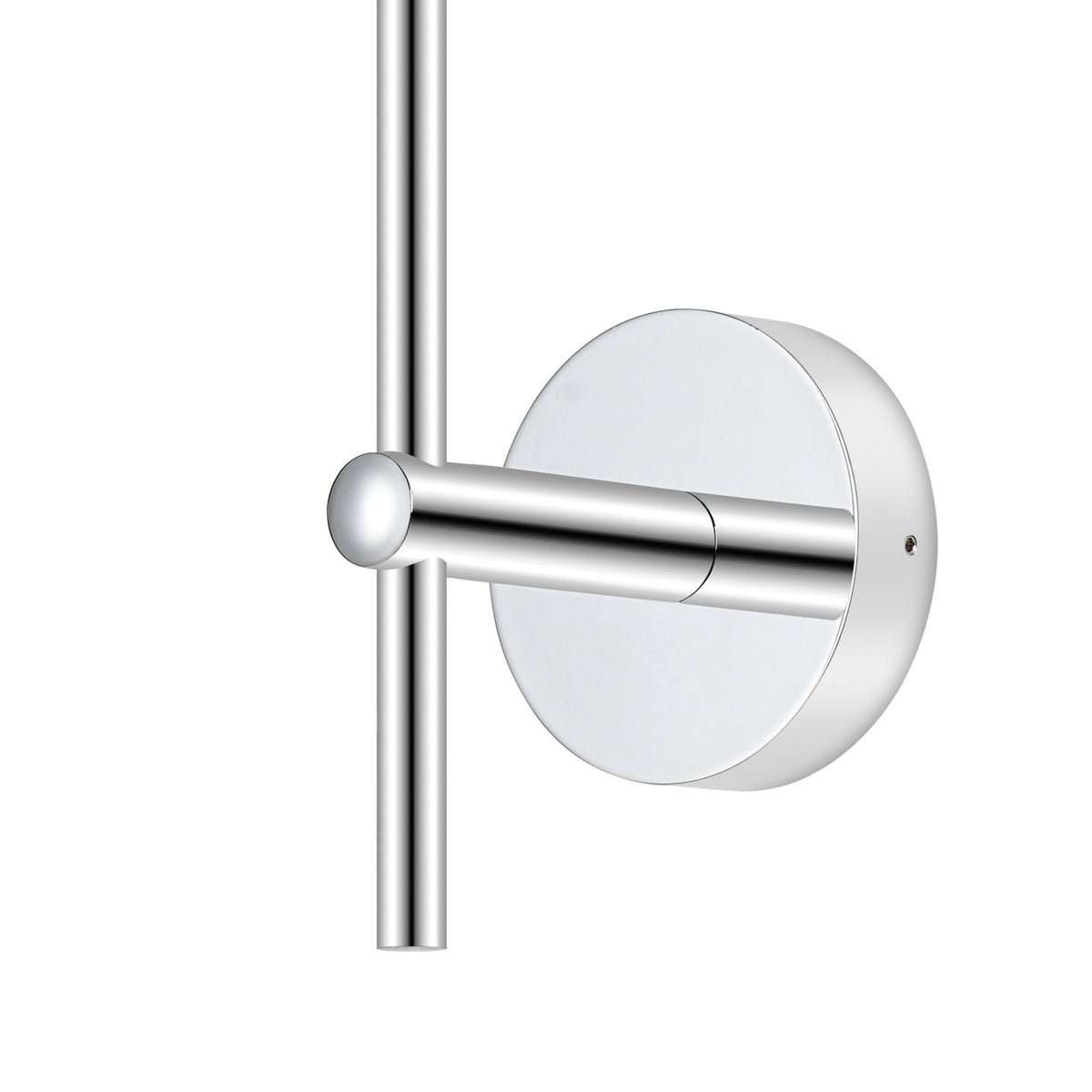 Tenterden Tall Arm IP44 Wall Light in Chrome with Smooth Round Smoke Glass Diffuser