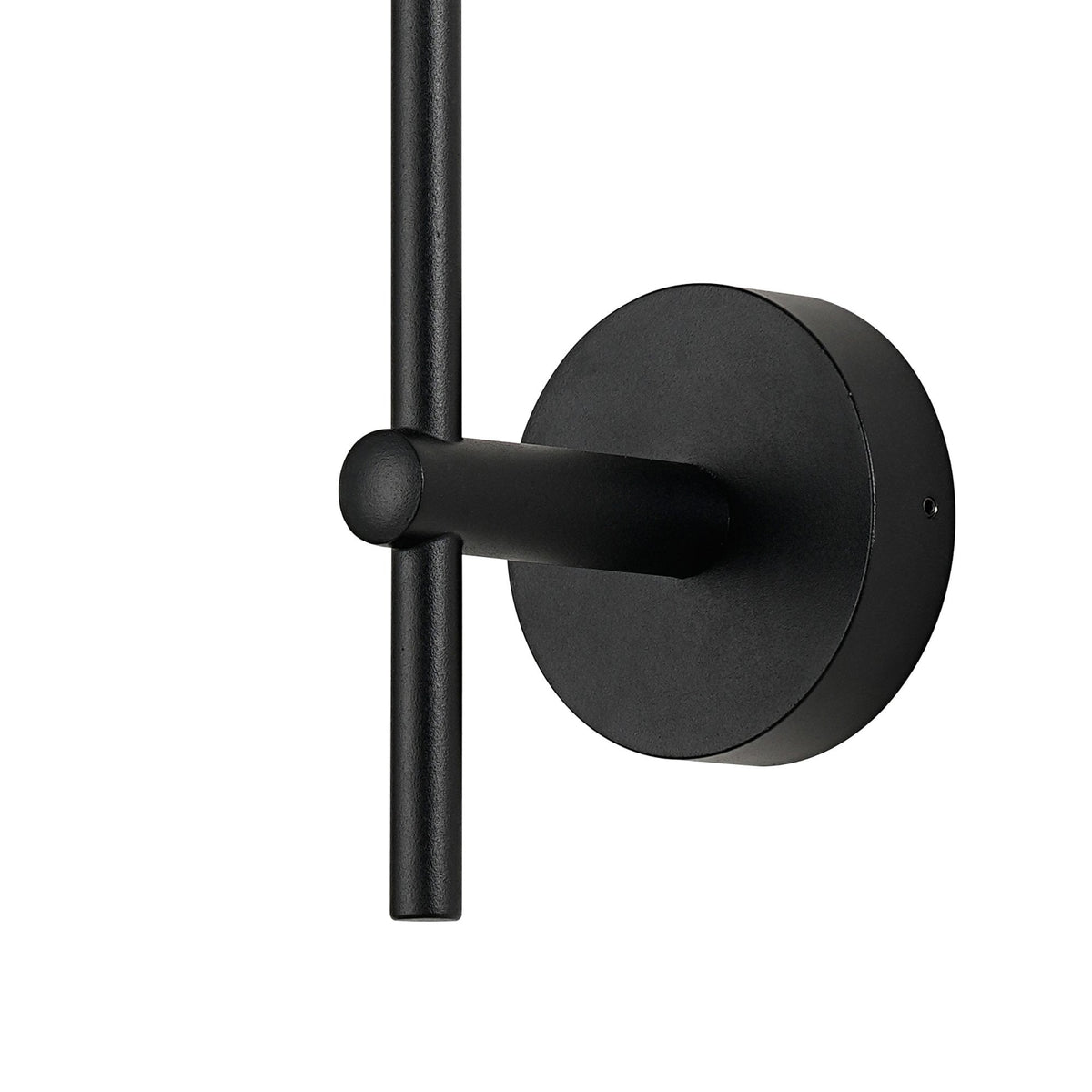 Tenterden Tall Arm IP44 Wall Light in Satin Black with Smooth Round Opal Glass Diffuser