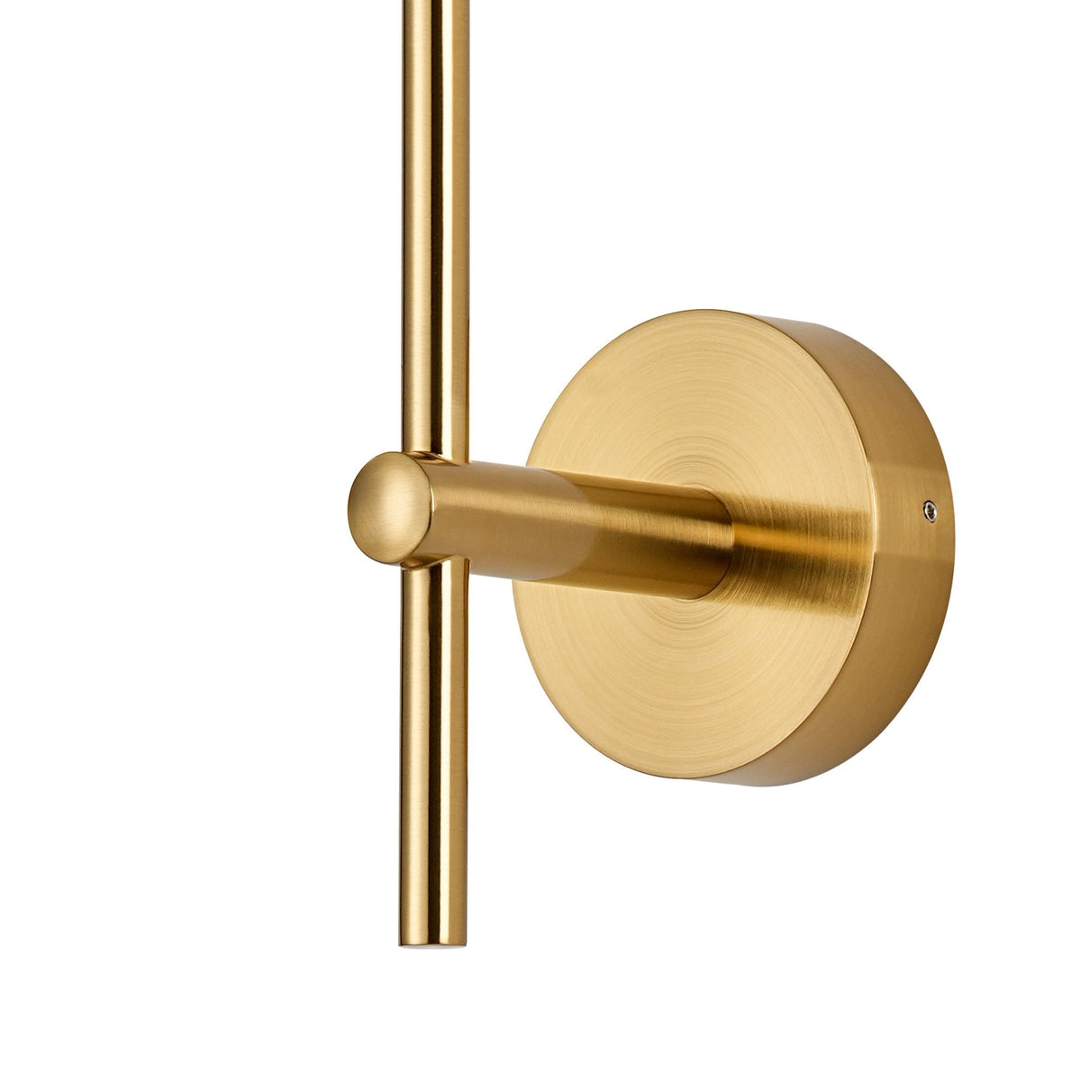 Tenterden Tall Arm IP44 Wall Light in Brass Gold with Ribbed Round Amber Glass Diffuser