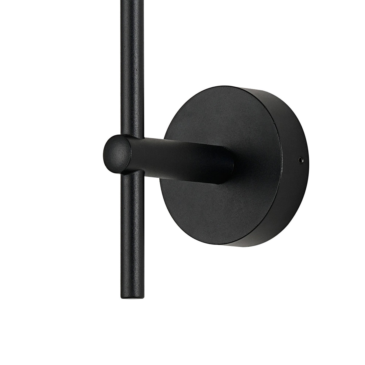 Tenterden Tall Arm IP44 Wall Light in Satin Black with Ribbed Round Smoke Glass Diffuser