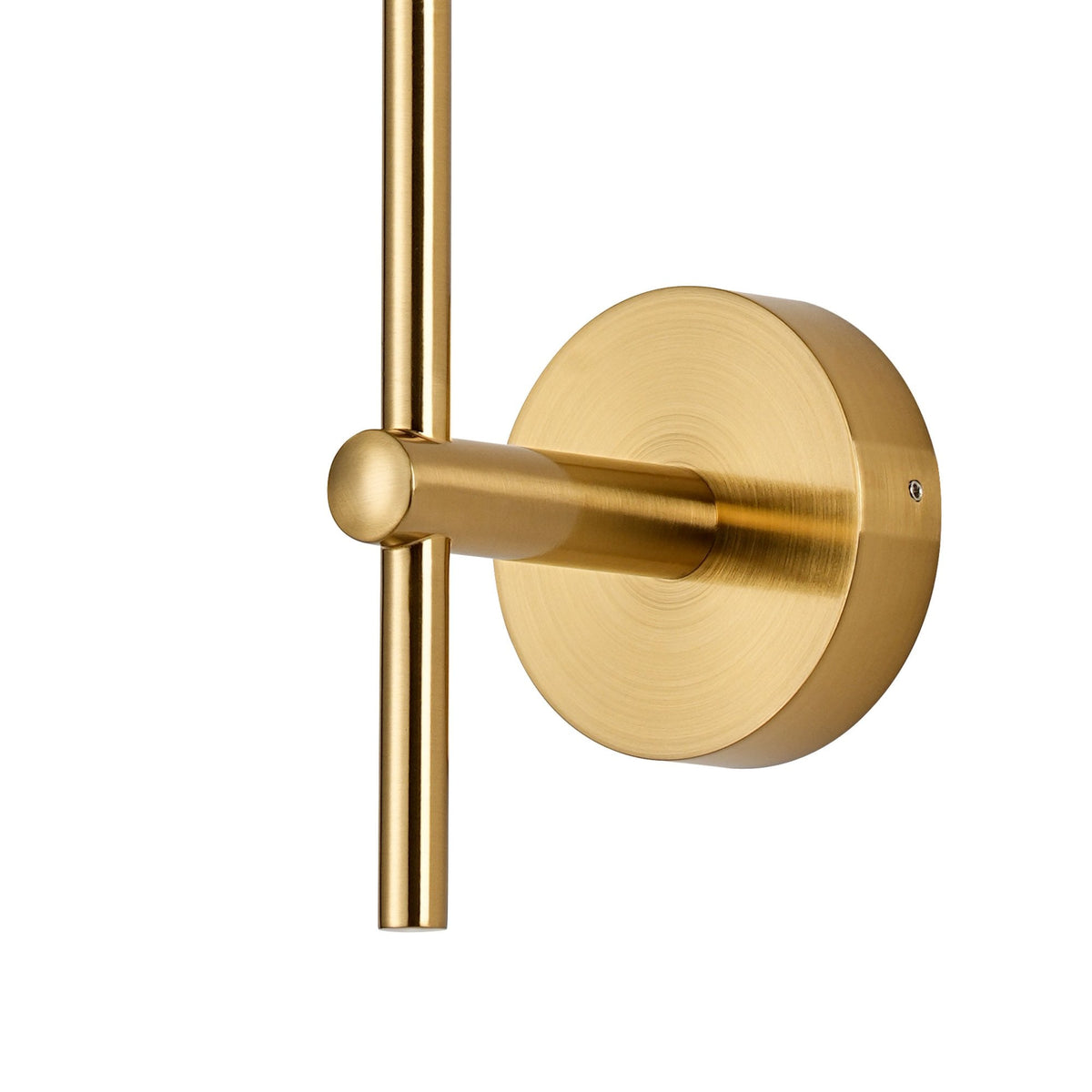 Tenterden Tall Arm IP44 Wall Light in Brass Gold with Smooth Tubular Amber Glass Diffuser
