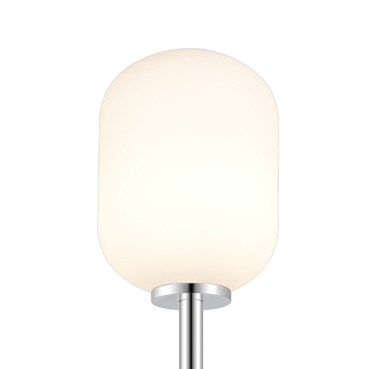 Tenterden Tall Arm IP44 Wall Light in Chrome with Smooth Tubular Opal Glass Diffuser