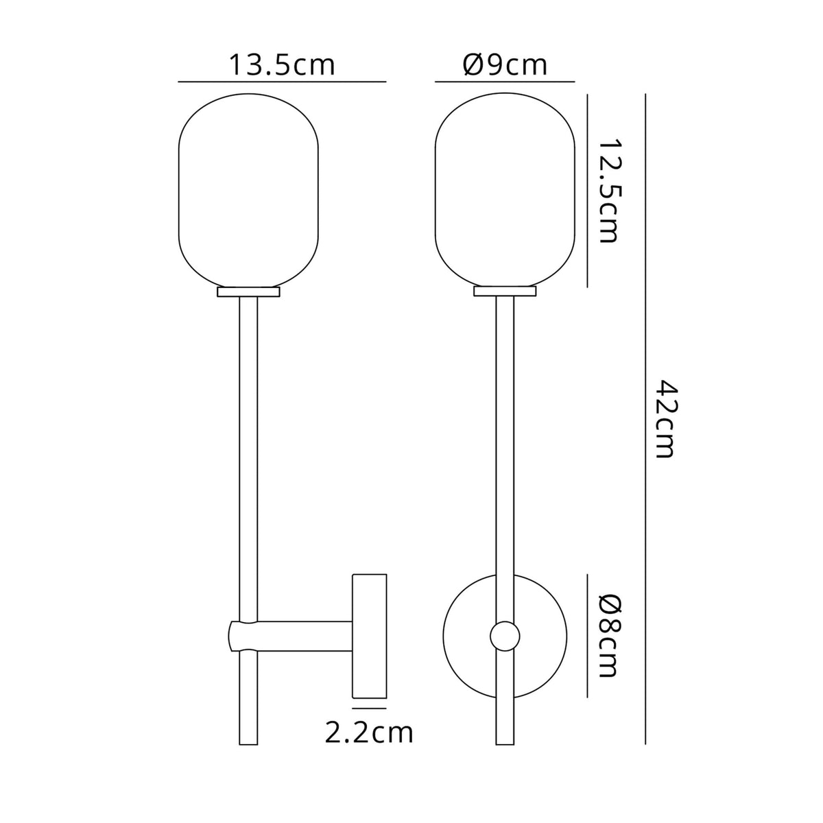 Tenterden Tall Arm IP44 Wall Light in Satin Black with Smooth Tubular Smoke Glass Diffuser