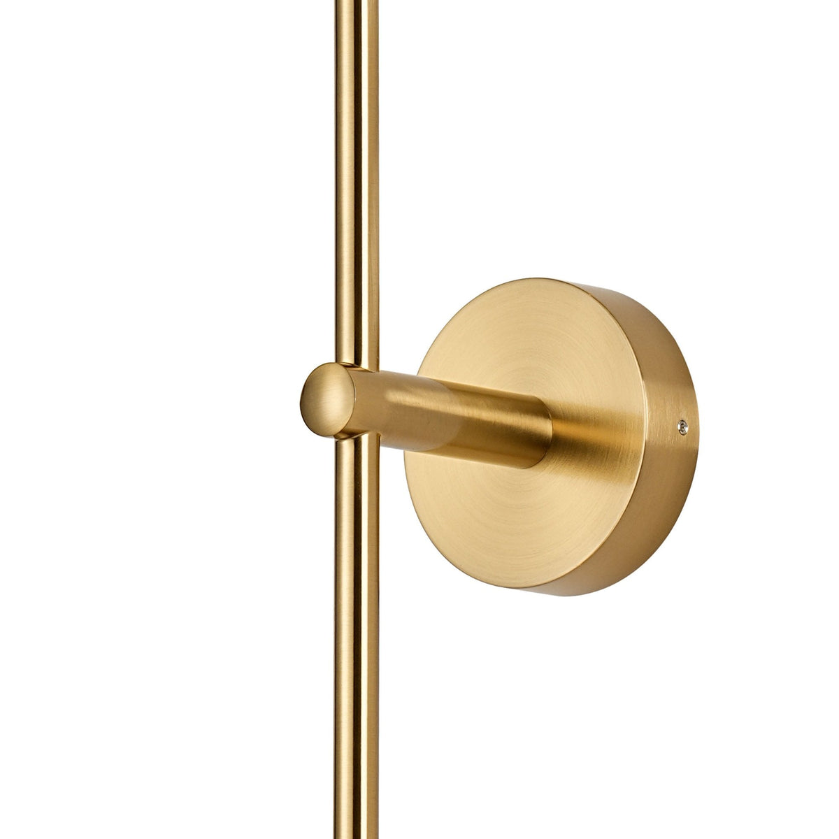 Tenterden Tall Twin Arm IP44 Wall Light in Brass Gold with Smooth Round Amber Glass Diffusers