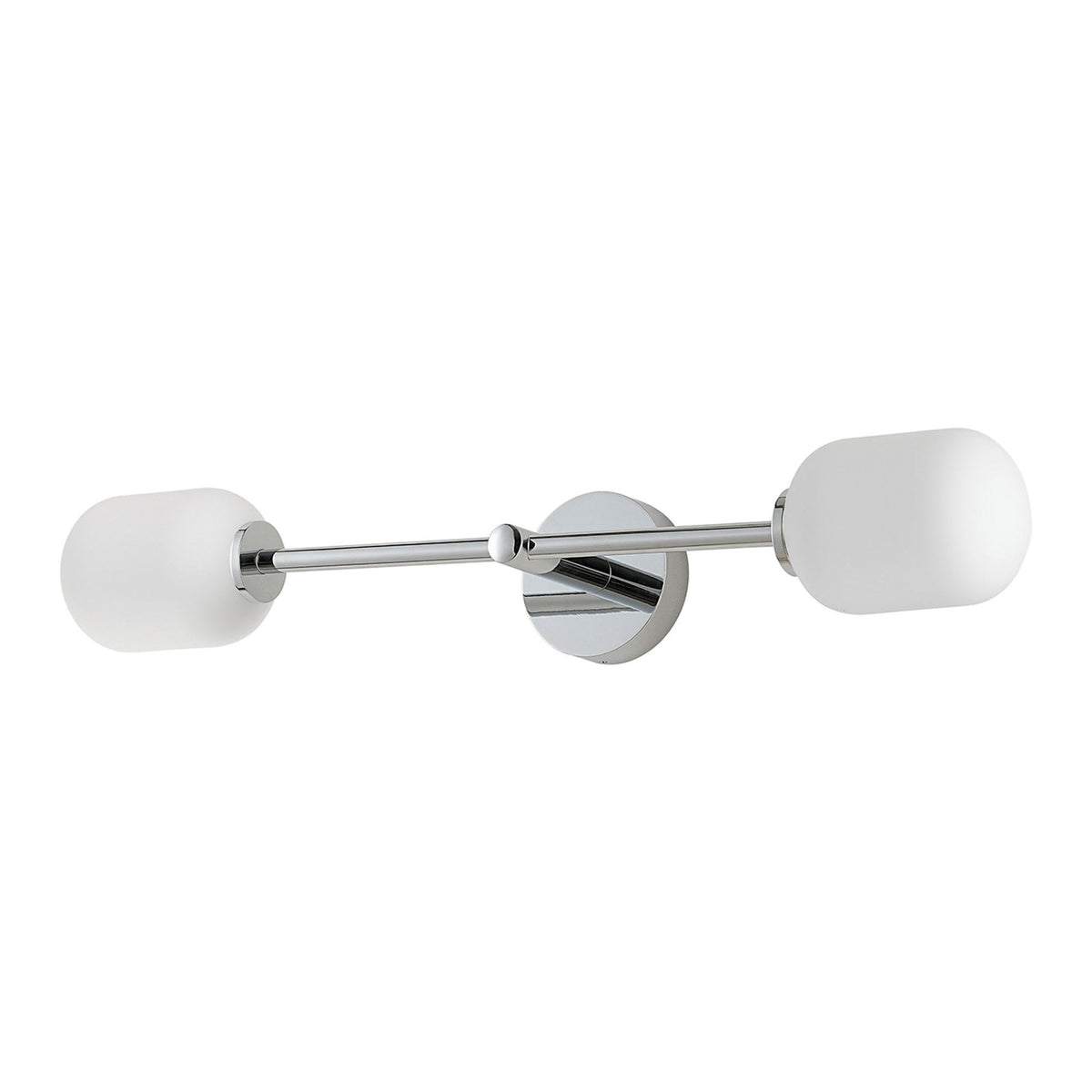 Tenterden Tall Twin Arm IP44 Wall Light in Chrome with Smooth Tubular Opal Glass Diffusers