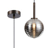 Tenterden Single Drop Pendant in Bronze with Ribbed Round Smoke Glass Diffuser
