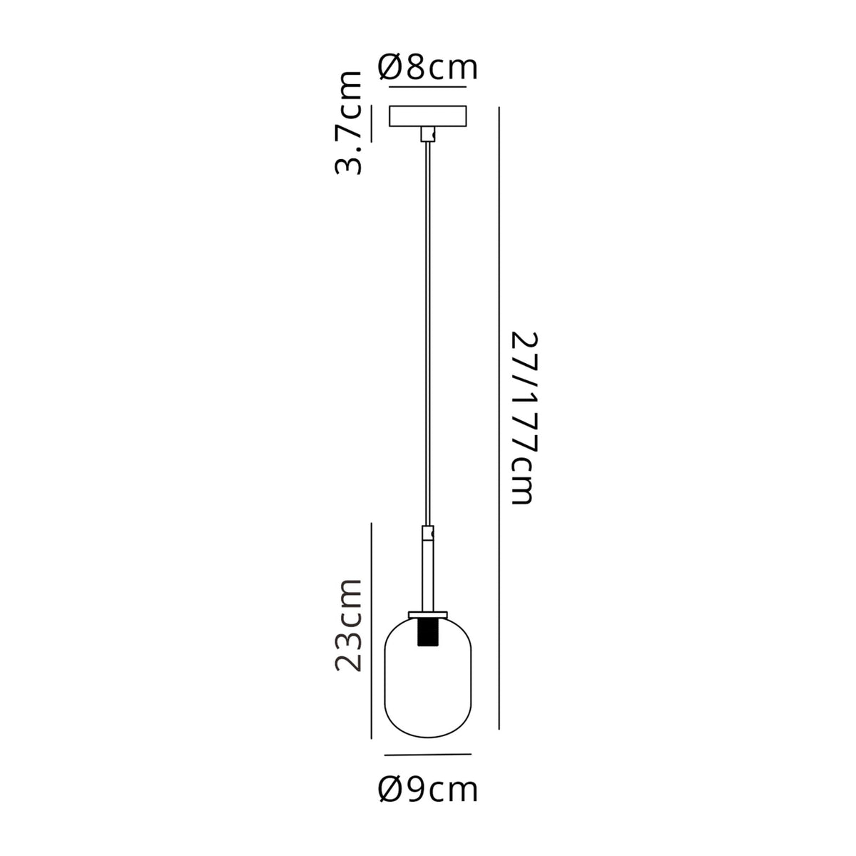 Tenterden Single Drop Pendant in Chrome with Smooth Tubular Opal Glass Diffuser