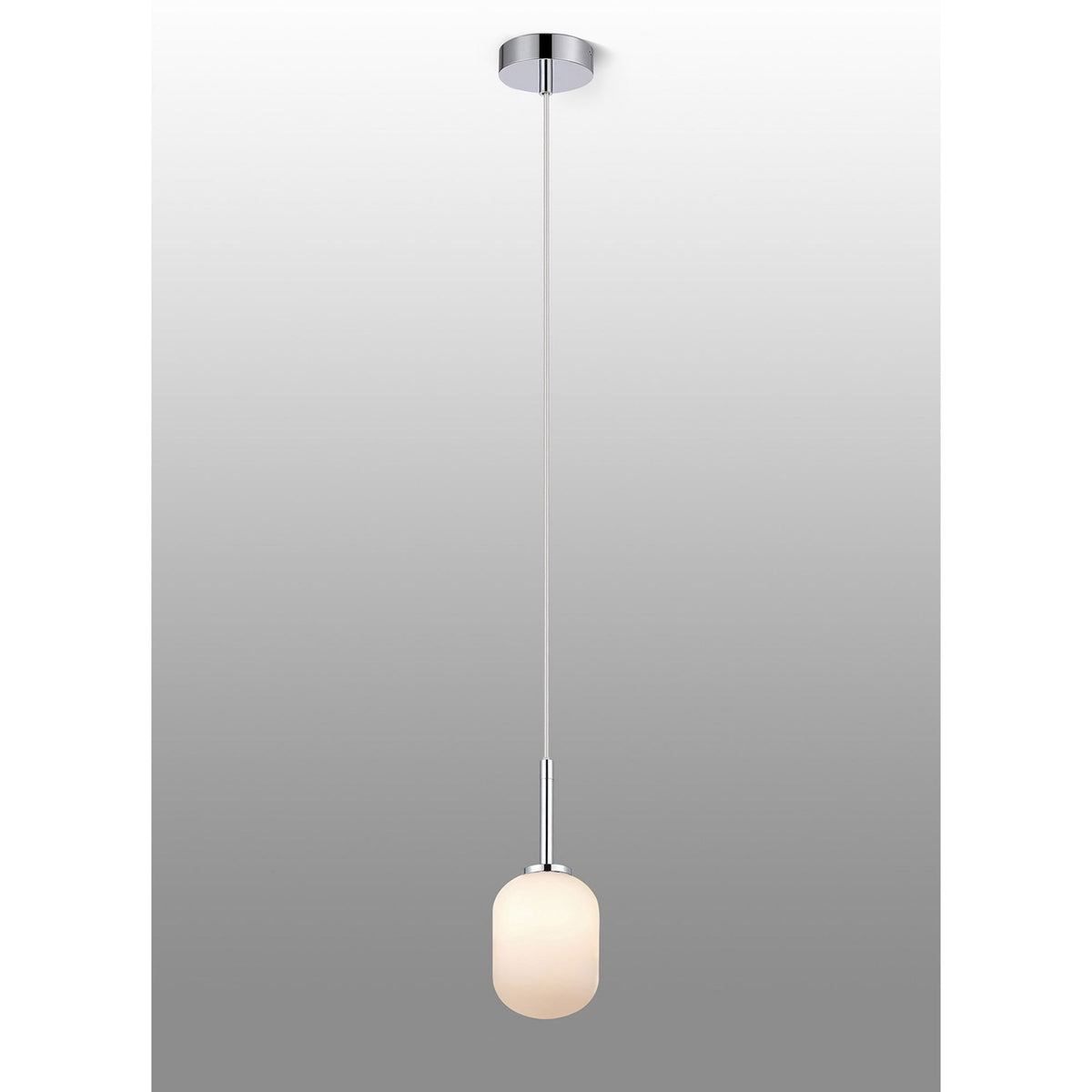 Tenterden Single Drop Pendant in Chrome with Smooth Tubular Opal Glass Diffuser