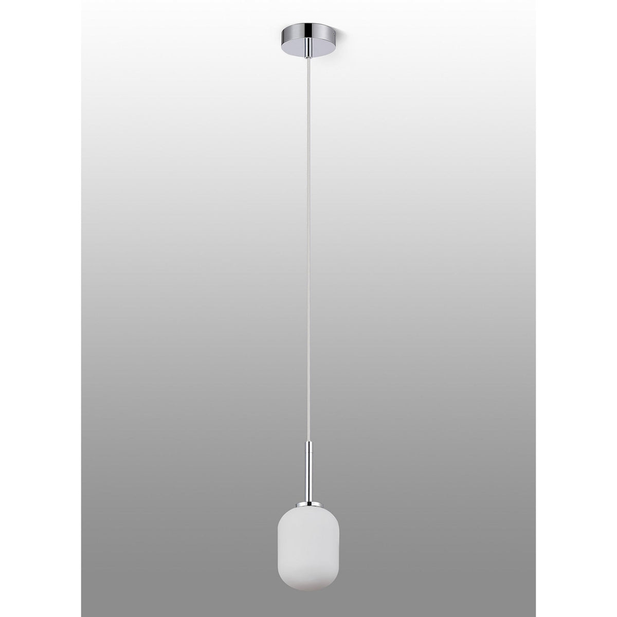 Tenterden Single Drop Pendant in Chrome with Smooth Tubular Opal Glass Diffuser