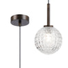 Tenterden Single Drop Pendant in Bronze with Cross Pattern Round Clear Glass Diffuser