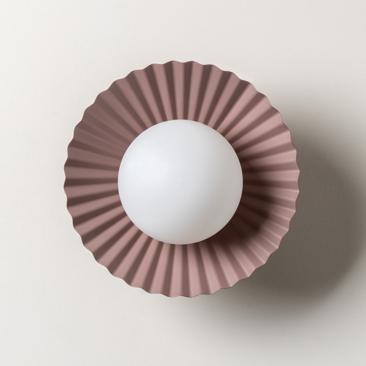 Pleated IP44 Wall Light in Burgundy & Pale Pink