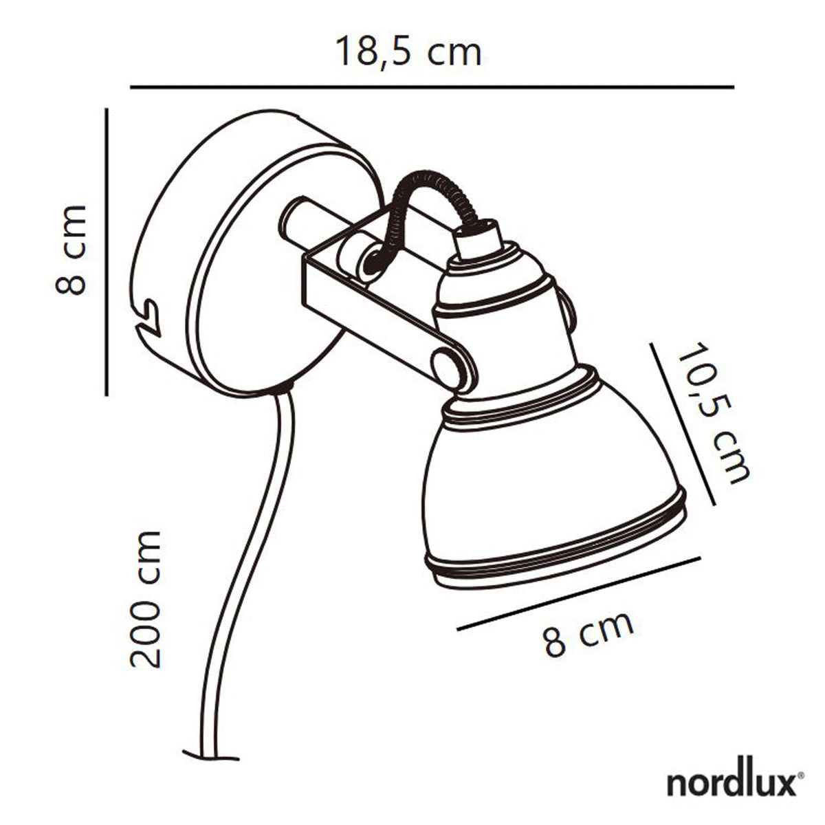 Aslak Plugged Adjustable Wall Light in Black