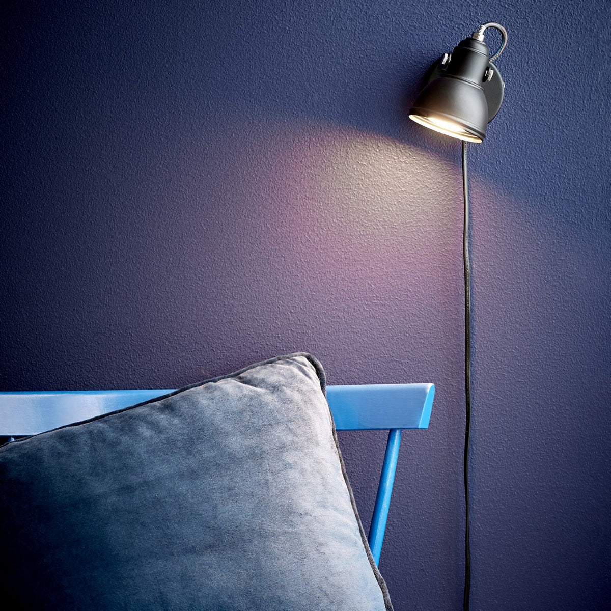 Aslak Plugged Adjustable Wall Light in Black