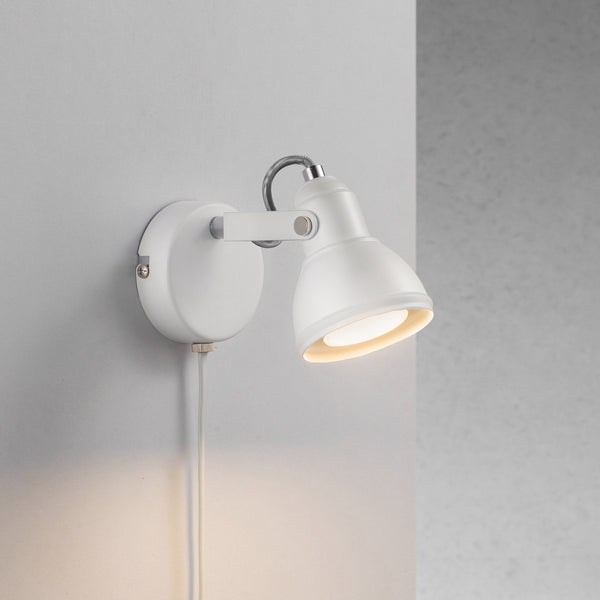 Aslak Plugged Adjustable Wall Light in White