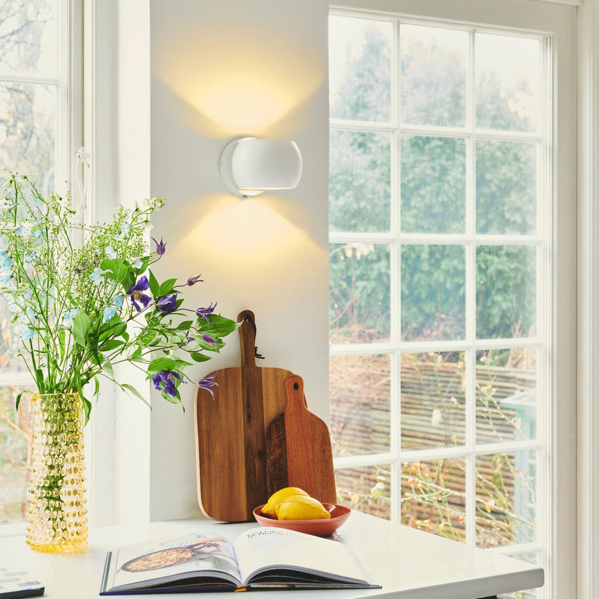 Belir Adjustable Plugged Wall Light in White