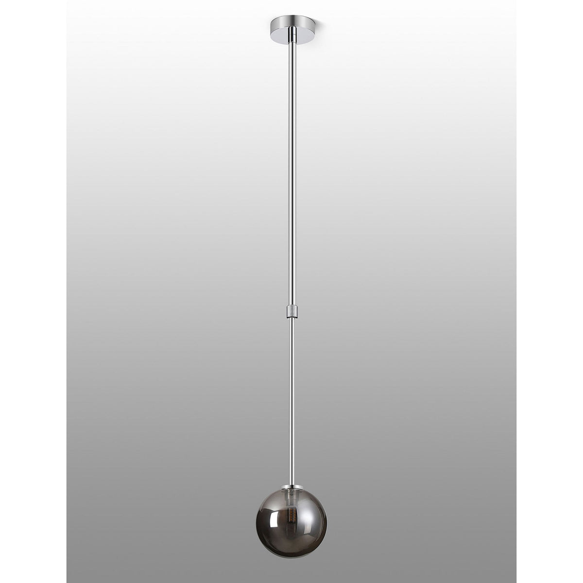 Tenterden Telescopic Single Drop Pendant in Chrome with Smooth Round Smoke Glass Diffuser