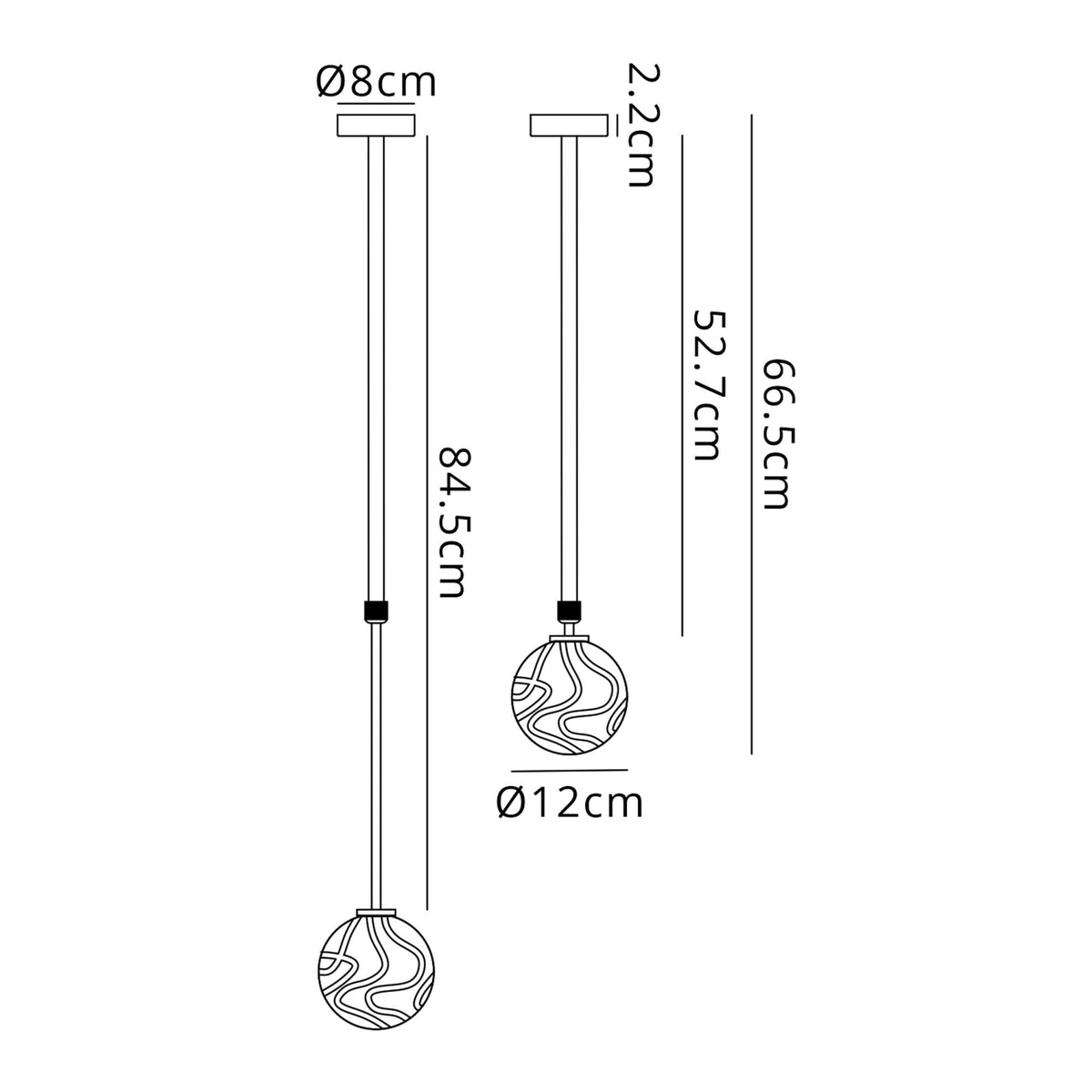 Tenterden Telescopic Single Drop Pendant in Brass Gold with Waved Round Clear Glass Diffuser