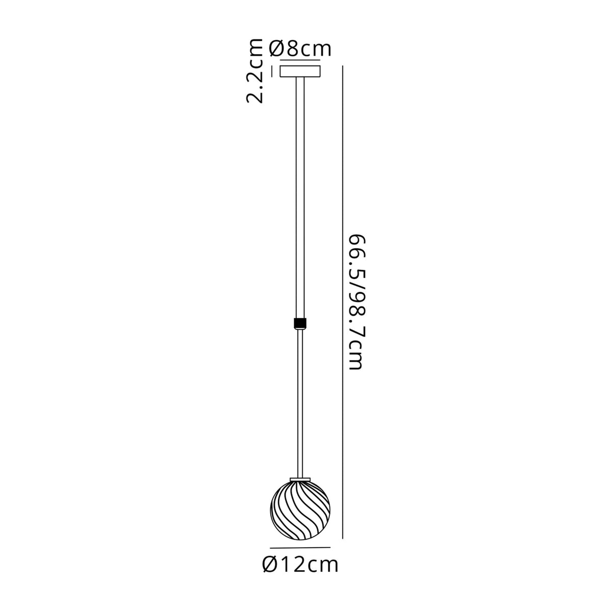 Tenterden Telescopic Single Drop Pendant in Chrome with Swirl Round Clear Glass Diffuser
