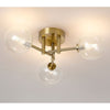 Tenterden Round 3 Light Semi Flush Ceiling Light in Brass Gold with Smooth Round Clear Glass Diffusers