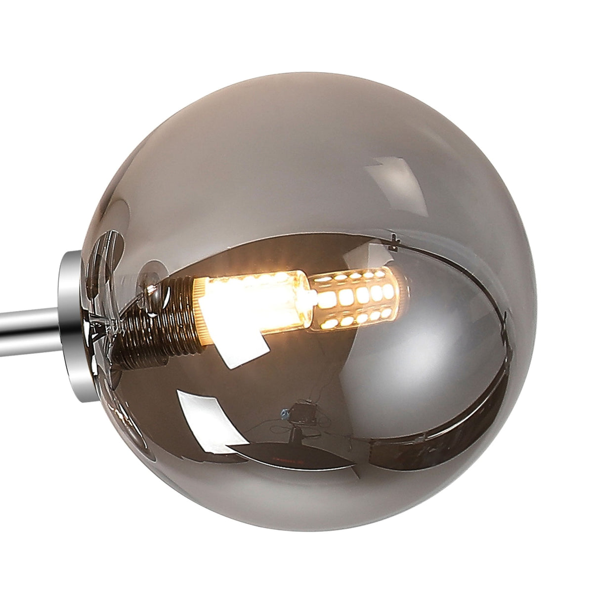 Tenterden Round 3 Light Semi Flush Ceiling Light in Chrome with Smooth Round Smoke Glass Diffusers