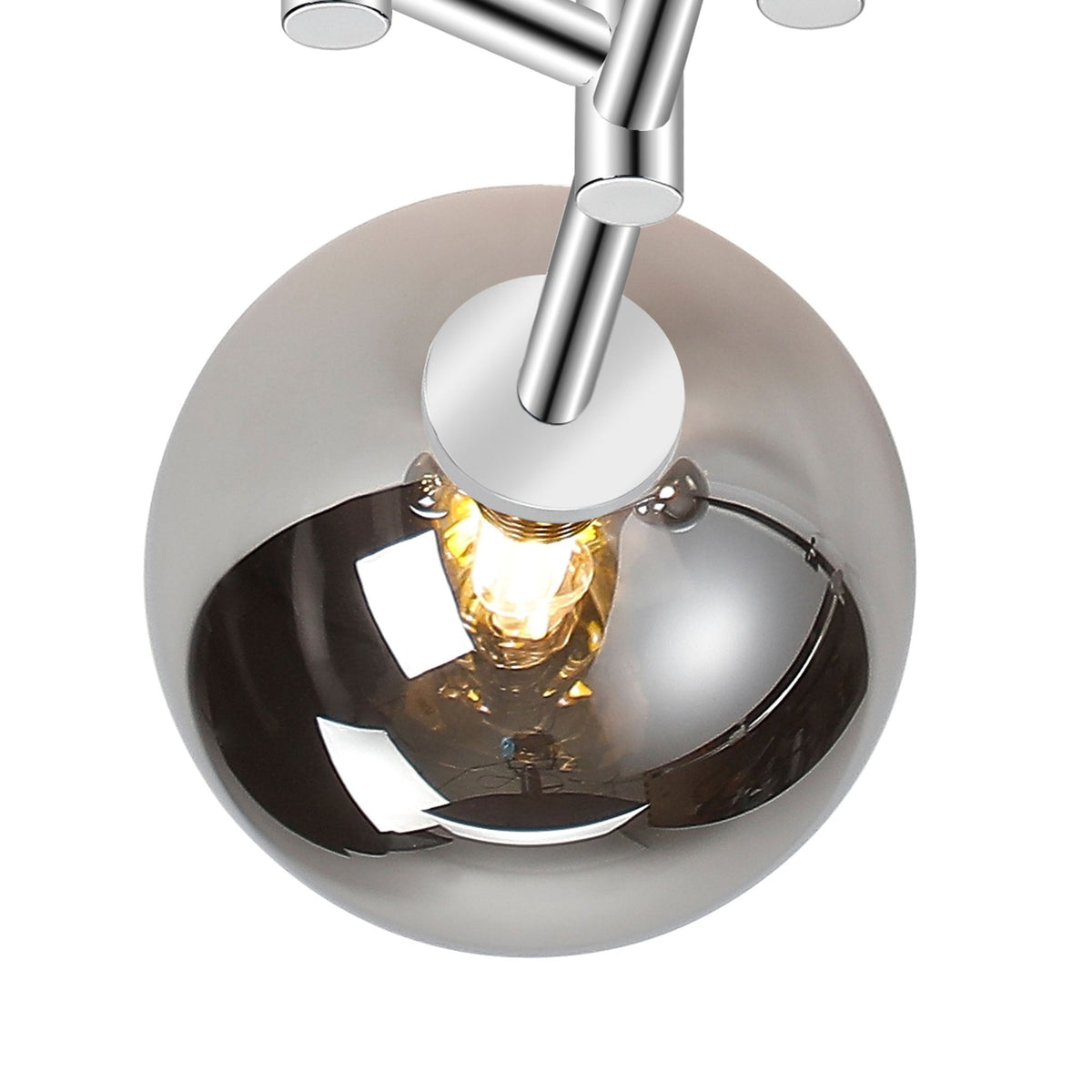 Tenterden Round 3 Light Semi Flush Ceiling Light in Chrome with Smooth Round Smoke Glass Diffusers