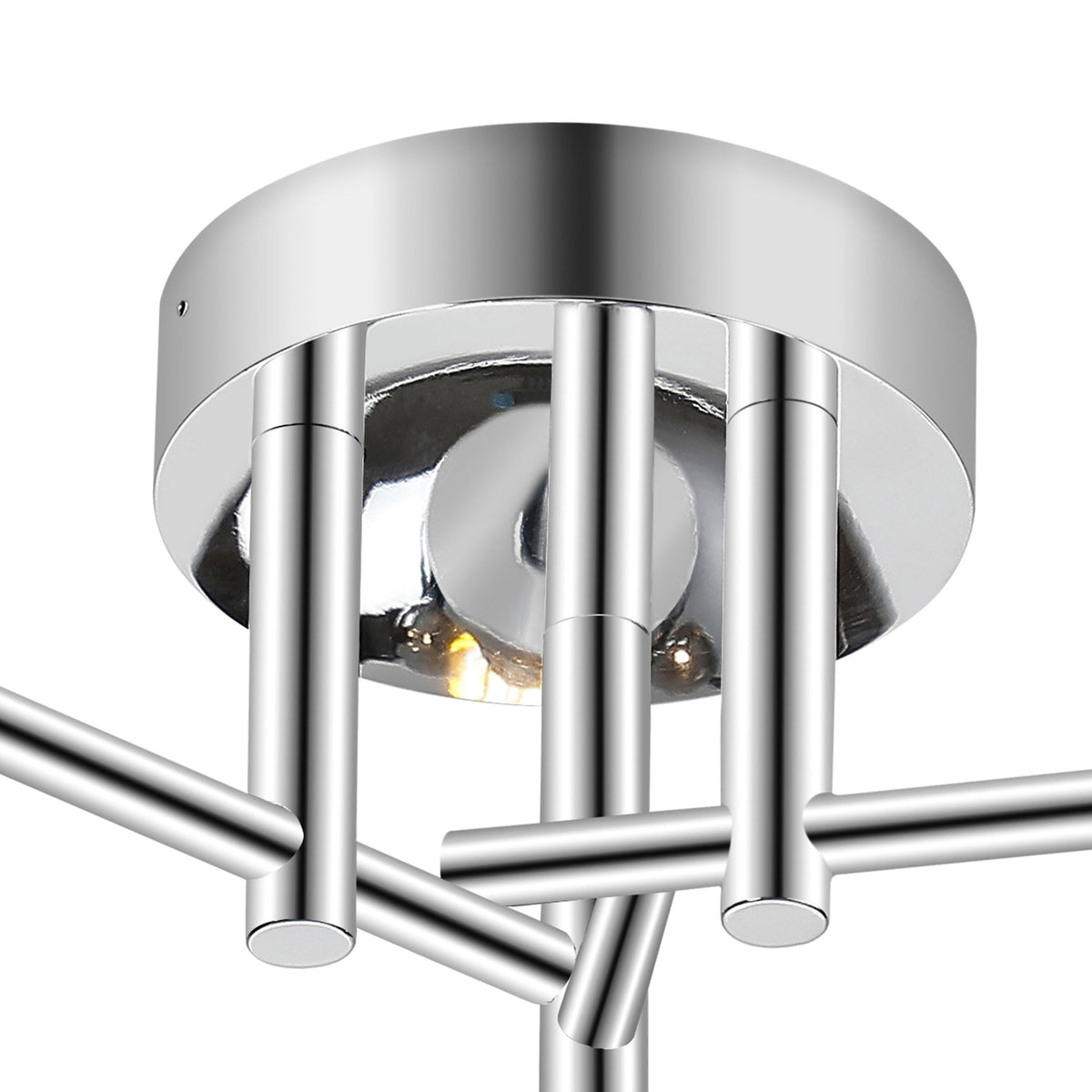 Tenterden Round 3 Light Semi Flush Ceiling Light in Chrome with Smooth Round Smoke Glass Diffusers